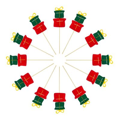 12pcs Christmas Cake Topper Cupcake Topper Cupcake Picks for Xmas Birthday Party Decoration - Gift Boxes Shape