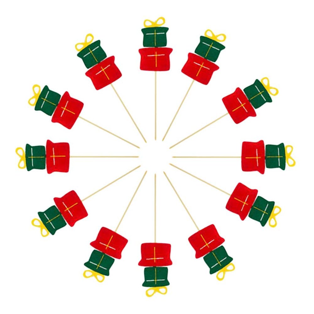 12pcs Christmas Cake Topper Cupcake Topper Cupcake Picks for Xmas Birthday Party Decoration - Gift Boxes Shape