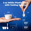 Fit Meal Prep 250 Pack 2 oz White Disposable Plastic Cups and 3 Inch Tasting Spoons - Portion Food Samplers for Restaurants Catering Party Appetizers Souffle Dressings Ice Cream Desserts view 2