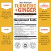 Turmeric Curcumin and Ginger Supplement - 95% Standardized Curcuminoids with BioPerine Black Pepper Extract for Ultra High Absorption - Natural Joint Support Supplement - Gluten-Free - 60 Capsules view 4