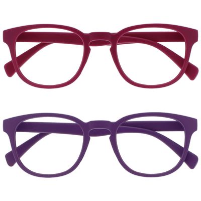 OPULIZE POP Reading Glasses for Women Men,Scratch Resistant Round Matt Frame with Spring Hinges, Pink, Purple +1.00 (Pack of 2)