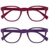 OPULIZE POP Reading Glasses for Women Men,Scratch Resistant Round Matt Frame with Spring Hinges, Pink, Purple +1.00 (Pack of 2) view 1
