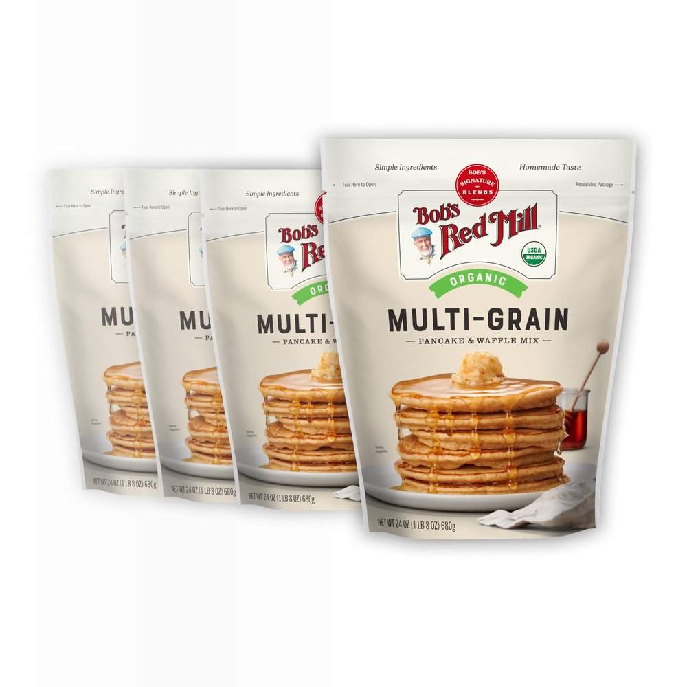 Bob's Red Mill Organic 7 Grain Pancake & Waffle Mix, 24oz (Pack of 4) - Organic, Whole Grain, Kosher