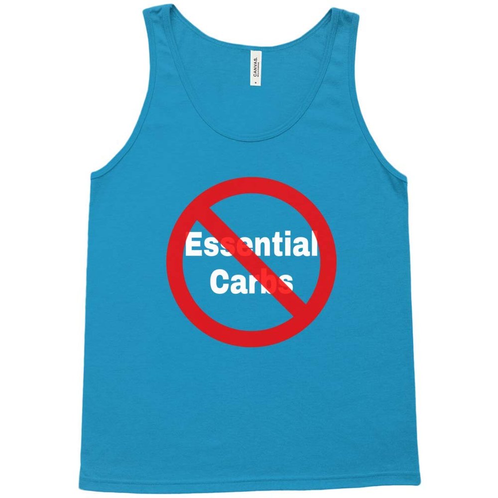 No Essential Carbs Keto Low-Carb High-Fat Diet Tank Ketogenic Humorous Neon Blue