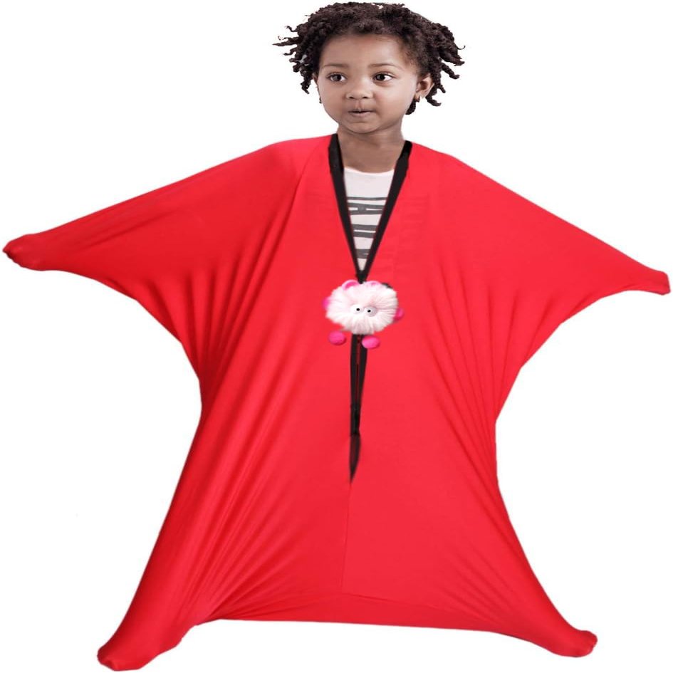 Alnkids Sensory Sock Full-Body Wrap to Relieve Stress, Hyposensitivity, Anxiety - Stretchy, Breathable Sack for Boys, Girls (Red, Medium47''LX27''W)