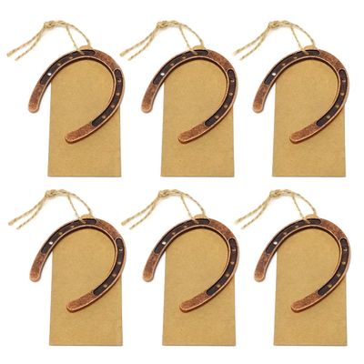Honbay 6PCS Metal Mini Horseshoes Favors Decorations with Kraft Tags for Wedding Party