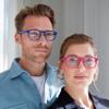 OPULIZE POP Reading Glasses for Women Men,Scratch Resistant Round Matt Frame with Spring Hinges, Blue, Grey +2.00 (Pack of 2) view 3