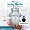 GSM Brands Cremation Urn for Adult Human Ashes - Large Handcrafted Funeral Memorial with Elegant Silver Design (Aluminum - 12 Inch Height x 7 Inch Width) view 3
