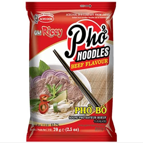 Acecook Oh! Ricey Pho Bo Beef Instant Vietnamese Rice Noodles (15 Pack, Total of 37oz)