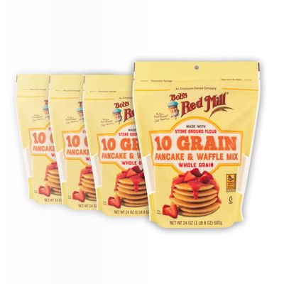 Bob's Red Mill 10 Grain Pancake Mix, 24oz (Pack of 4) - Whole Grain, Kosher