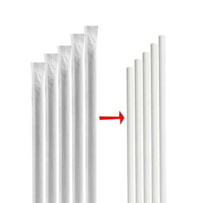 100 Pack White Paper Drinking Straws Wrapped Eco-Friendly Party Supplies Wedding
