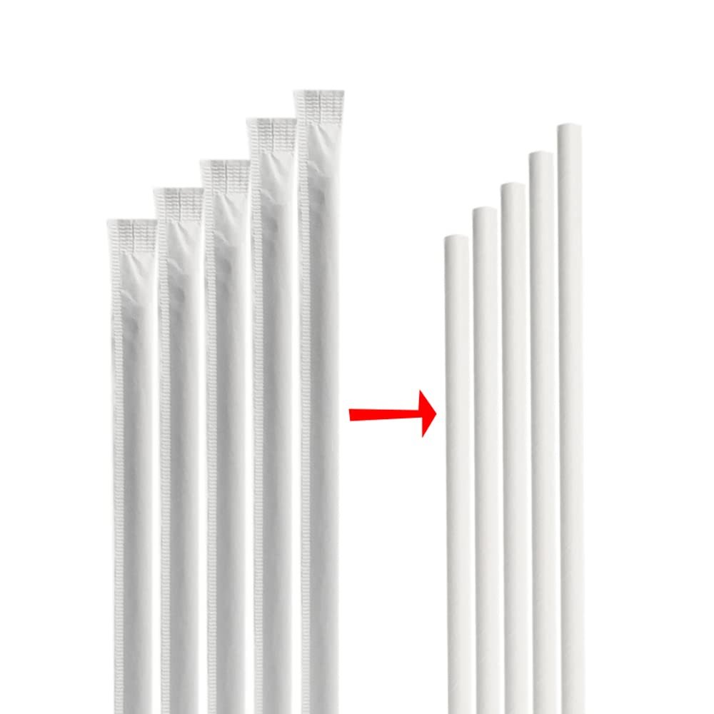 100 Pack White Paper Drinking Straws Wrapped Eco-Friendly Party Supplies Wedding