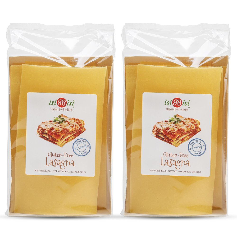 isiBisi Gluten-Free Lasagna Pasta, 2-Pack - Vegan, Non-GMO, Made in Italy (10.69 oz.)