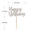 Donoter 48 Pcs Glitter Happy Birthday Cupcake Toppers Cake Picks for Birthday Party Decoration Supplies view 2
