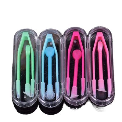 esowemsn 6 Sets Travel Portable Contact Lens Stick Tool Case Set Lenses Tweezers and Suction Stick for Lens Inserter Remover(Random Color)