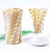 100 Pack Gold Straws, Biodegradable Paper Straws, Metallic Foil Striped/Wave/Heart/Star Straw for Party Supplies, Birthday, Wedding, Bridal/Baby Shower Decorations and Holiday Celebration view 2