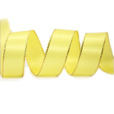 CENFRY Pack of 1pc 100yards Width in 0.9inch DIY Gift Wrapping Satin Gold-Rimmed Webbing Ribbon Party Decoration Wedding Decoration Ribbon (Yellow)