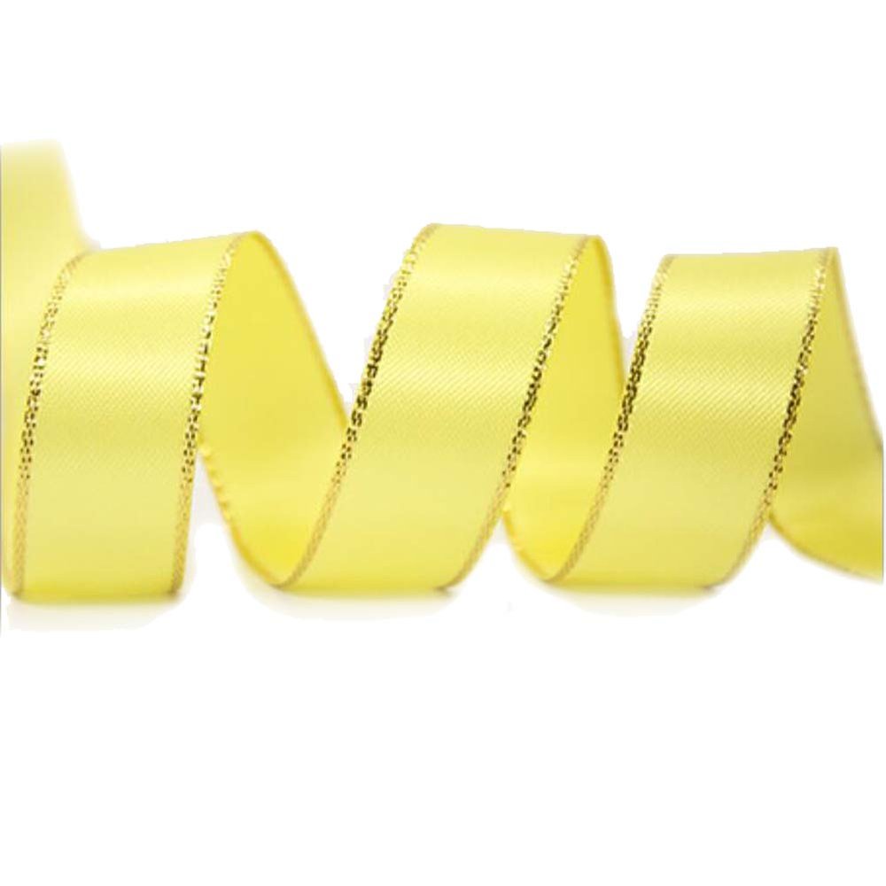 CENFRY Pack of 1pc 100yards Width in 0.9inch DIY Gift Wrapping Satin Gold-Rimmed Webbing Ribbon Party Decoration Wedding Decoration Ribbon (Yellow)