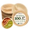 Dtocs Palm Leaf 4 Inch Round Dip Bowls Set (100) | Mini Bamboo Bowls Disposable Like Divided Pinch Bowl, Condiment, Soy Sauce Dish | Compostable Alternate to Ceramic Dishes, Clear Plastic Cups view 1