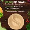 Dtocs Palm Leaf 4 Inch Round Dip Bowls Set (100) | Mini Bamboo Bowls Disposable Like Divided Pinch Bowl, Condiment, Soy Sauce Dish | Compostable Alternate to Ceramic Dishes, Clear Plastic Cups view 4