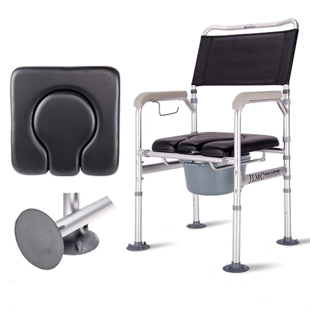 Bedside Commodes for Adults Bathroom Shower Chair Commode Chair Height Adjustable Safety Frame Rails for Elderly Seniors, Disabled, Handicapped Max.150kg