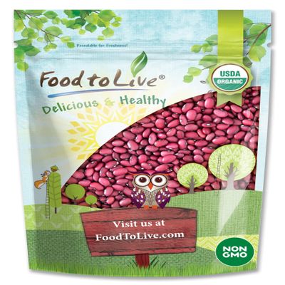 Food to Live Organic Small Red Chili Beans, 3 Pounds - Non-GMO, Kosher, Vegan, Dry, Raw, Sproutable, Non-Irradiated, Bulk, Product of the USA