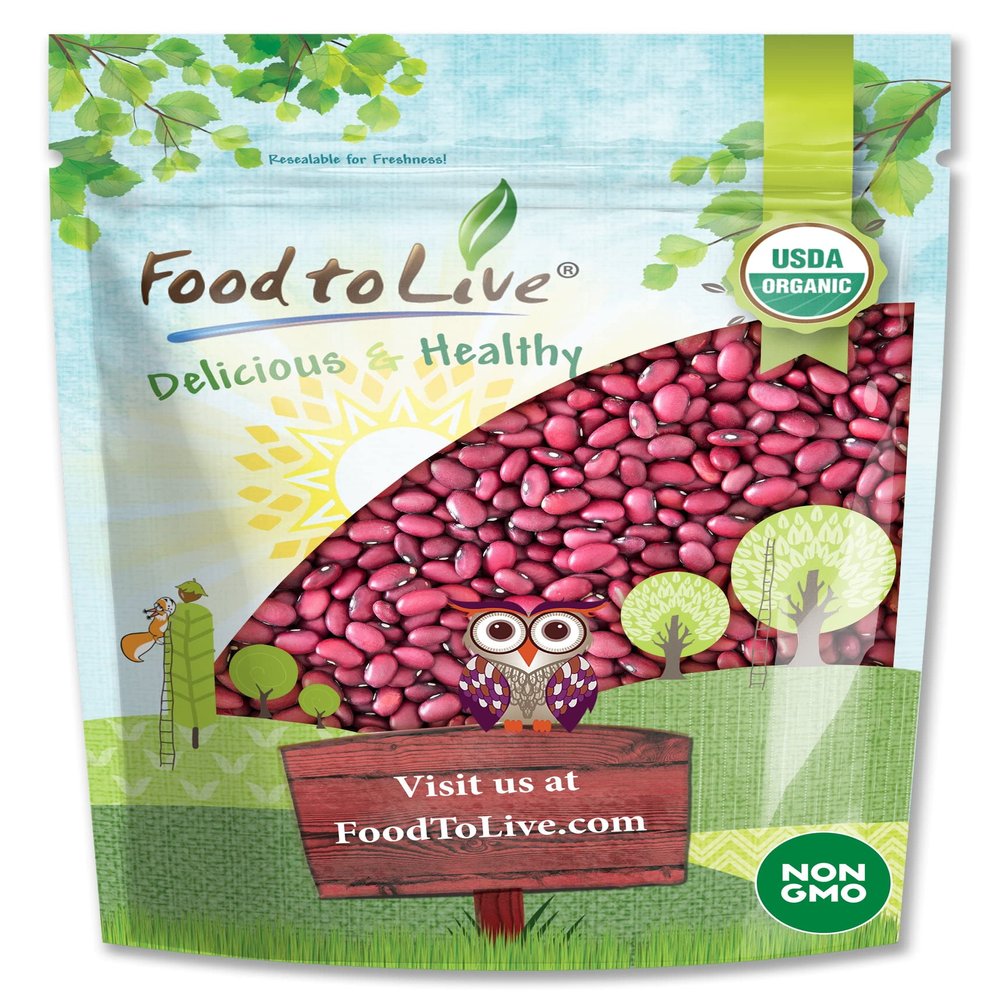 Food to Live Organic Small Red Chili Beans, 3 Pounds - Non-GMO, Kosher, Vegan, Dry, Raw, Sproutable, Non-Irradiated, Bulk, Product of the USA