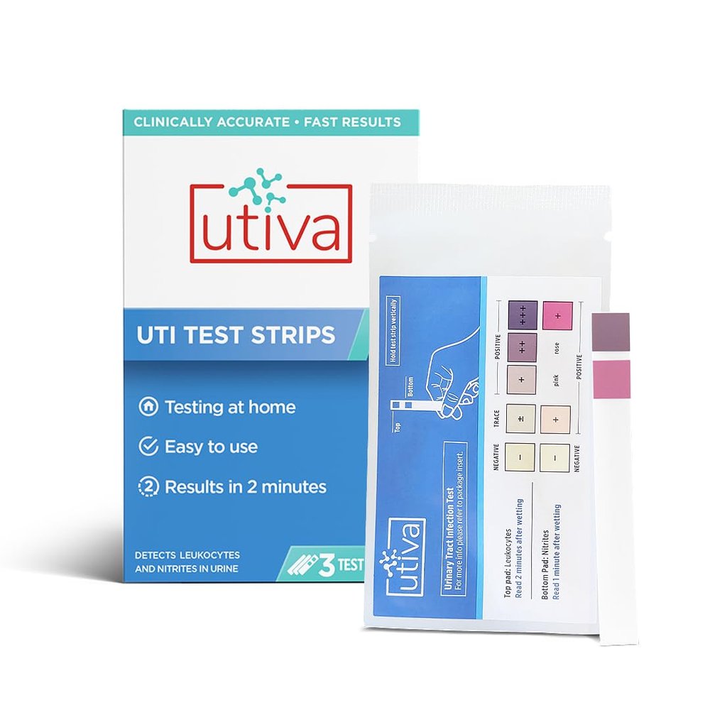 Utiva UTI Test Strips  Home Test Kit for Urinary Tract Infection  Clinically Accurate Results in 2 Minutes  Urine Test Strips for Women and Men, 3 Individual at Home UTI Tests