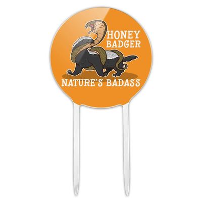 Acrylic Honey Badger Nature's Badass Cake Topper Party Decoration for Wedding Anniversary Birthday Graduation