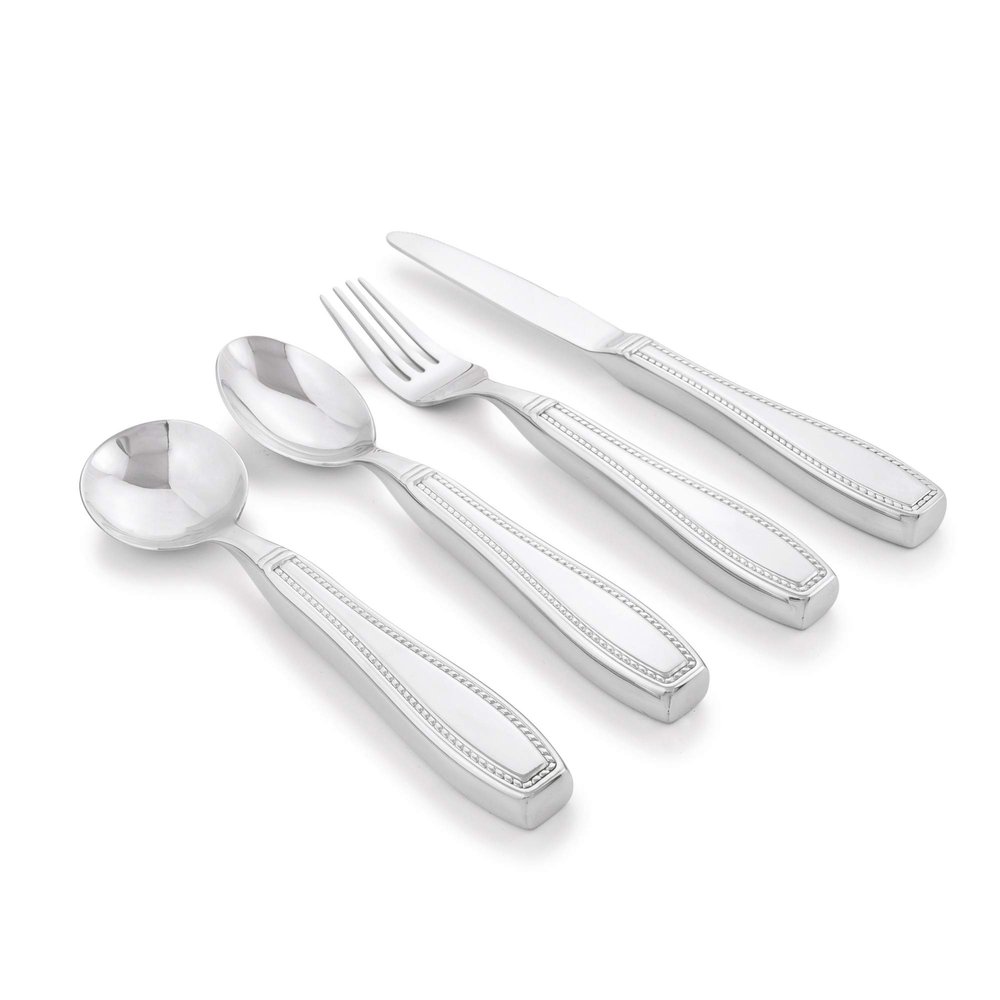 Weighted 7 oz Eating Utensils by Celley, 4pc Stainless Steel Knife Fork Spoon Set for Tremors