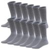 12 Pairs of Cotton Diabetic Neuropathy Crew Socks (13-16, Fits Men's Shoe Size 12-14.5, Gray) view 1