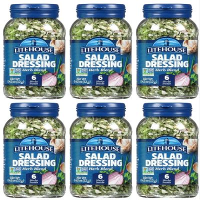 Litehouse Freeze Dried Salad Herb Blend - Substitute for Fresh Salad Herb, Salad Dressing, Organic, Salad Herb Blend Seasoning, Non-GMO, Gluten-Free - 0.42 Ounce 6-Pack