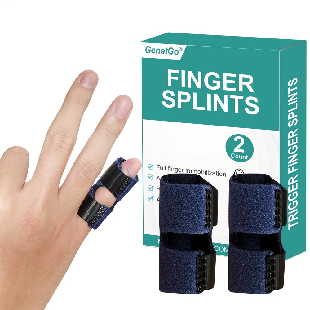 GenetGo Small Trigger Finger Splint - 2 Pack Pinkie Finger Brace for Broken Finger, Knuckle Immobilization for Arthritis Pain, Sport Injuries