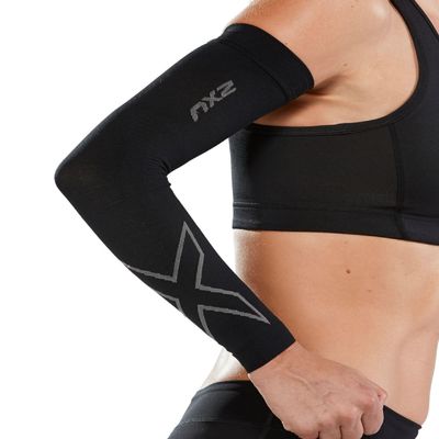 2XU Unisex Flex Run Compression Arm Sleeves Black/Gray XX-Large