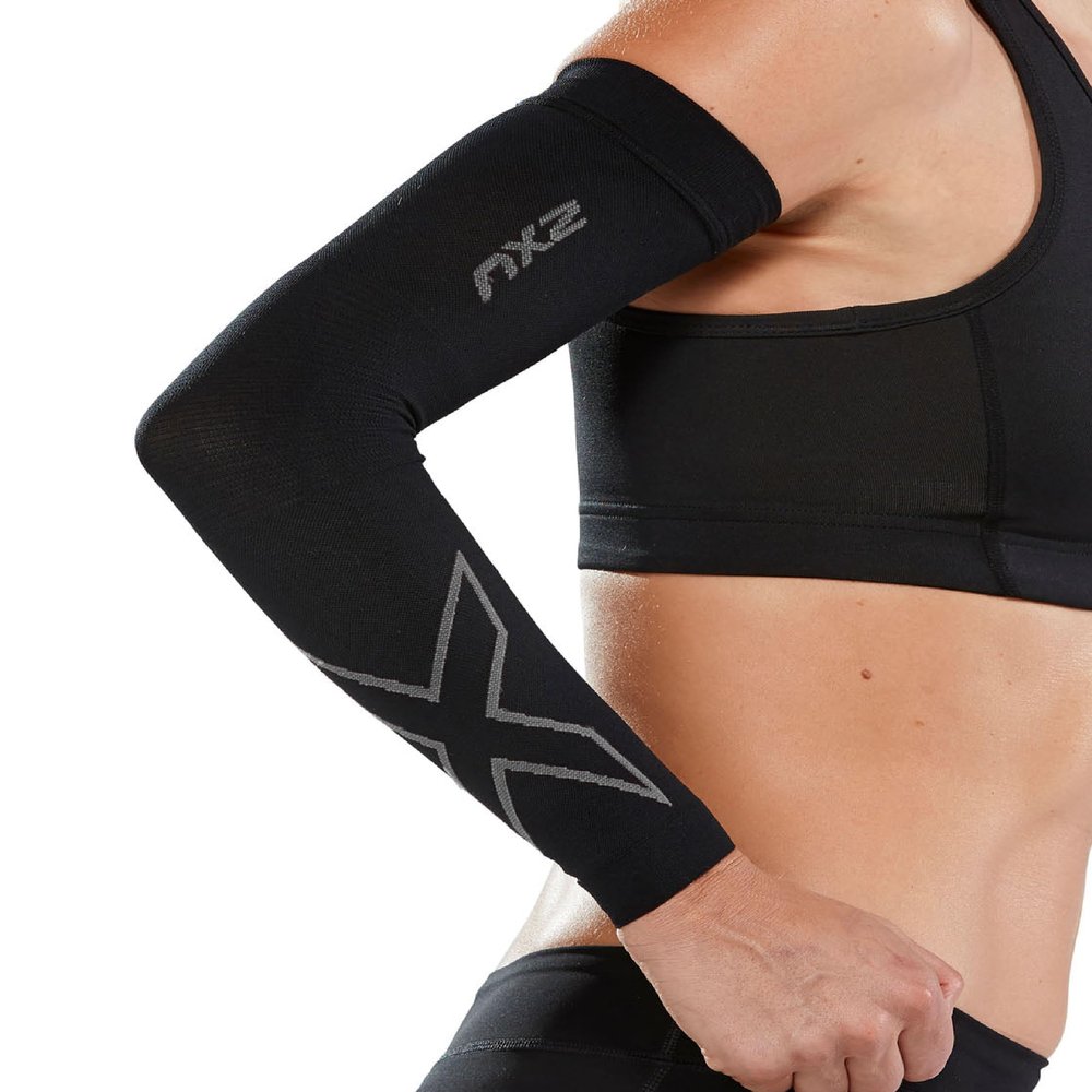 2XU Unisex Flex Run Compression Arm Sleeves Black/Gray XX-Large