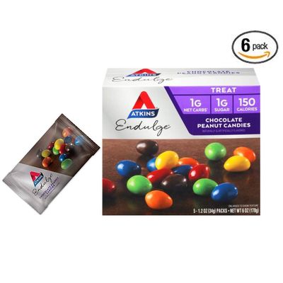 Atkins Endulge Treat, Chocolate Peanut Candies, Keto Friendly, 1.2 ounce, 5 count - Pack of 6