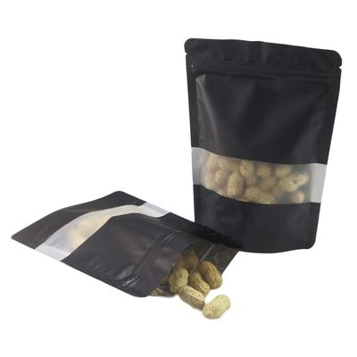 100 Metallic Colored with Clear Window Metallic Foil Stand-Up Resealable Food Storage Pouch (13oz, Matte Black)