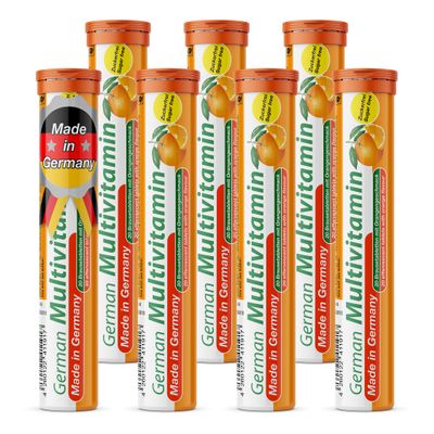 T&D German Multivitamin Drink Effervescnet Tablets 140 Servings Orange Flavour - Vitamin C, E, B1, B2, B6, B12, Biotin, Folic Acid, Niacin, Pantothenic Acid Pharma  Made in Germany