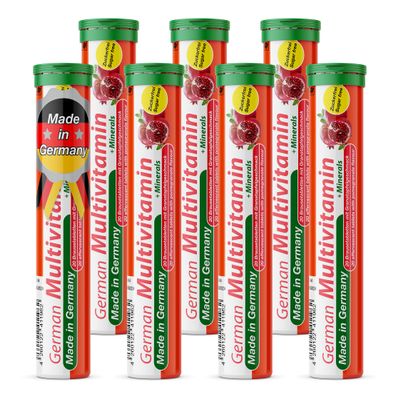 T&D German Multivitamin + Mineralien Drink Effervescent Tablets 140 Servings Pomegranate Flavour 10 Vitamins + 2 Minerals Made in Germany