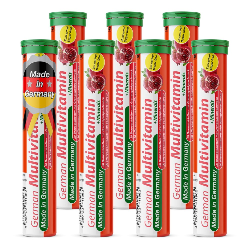 T&D German Multivitamin + Mineralien Drink Effervescent Tablets 140 Servings Pomegranate Flavour 10 Vitamins + 2 Minerals Made in Germany
