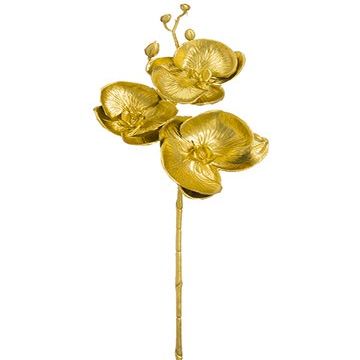 Arcadia Silk Plantation 22" Metallic Phalaenopsis Orchid Spray with 3 Flowers and 4 Buds Gold (Pack of 12)