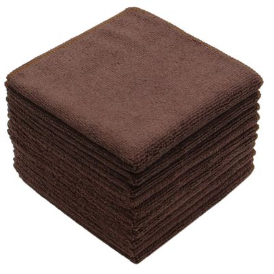 VeraSong Microfiber Dish Cloths Fast Drying Kitchen Cleaning Cloth Dish Rags Dust Cloths Ultra Absorbent Lint Free Washcloths 12inch x 12inch 10 Pack Brown
