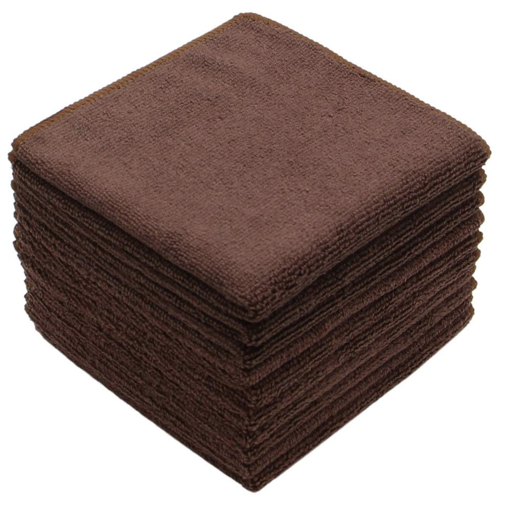 VeraSong Microfiber Dish Cloths Fast Drying Kitchen Cleaning Cloth Dish Rags Dust Cloths Ultra Absorbent Lint Free Washcloths 12inch x 12inch 10 Pack Brown