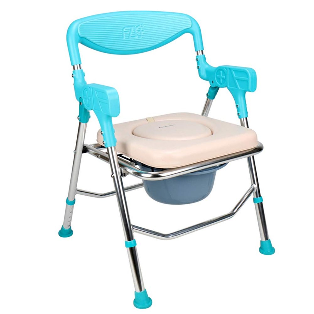 Aluminum Alloy Folding Commode Chair,Height Adiustable for The Elderly and Disabled Toilet Seat,Sturdy Anti-Slip,Flat Pack