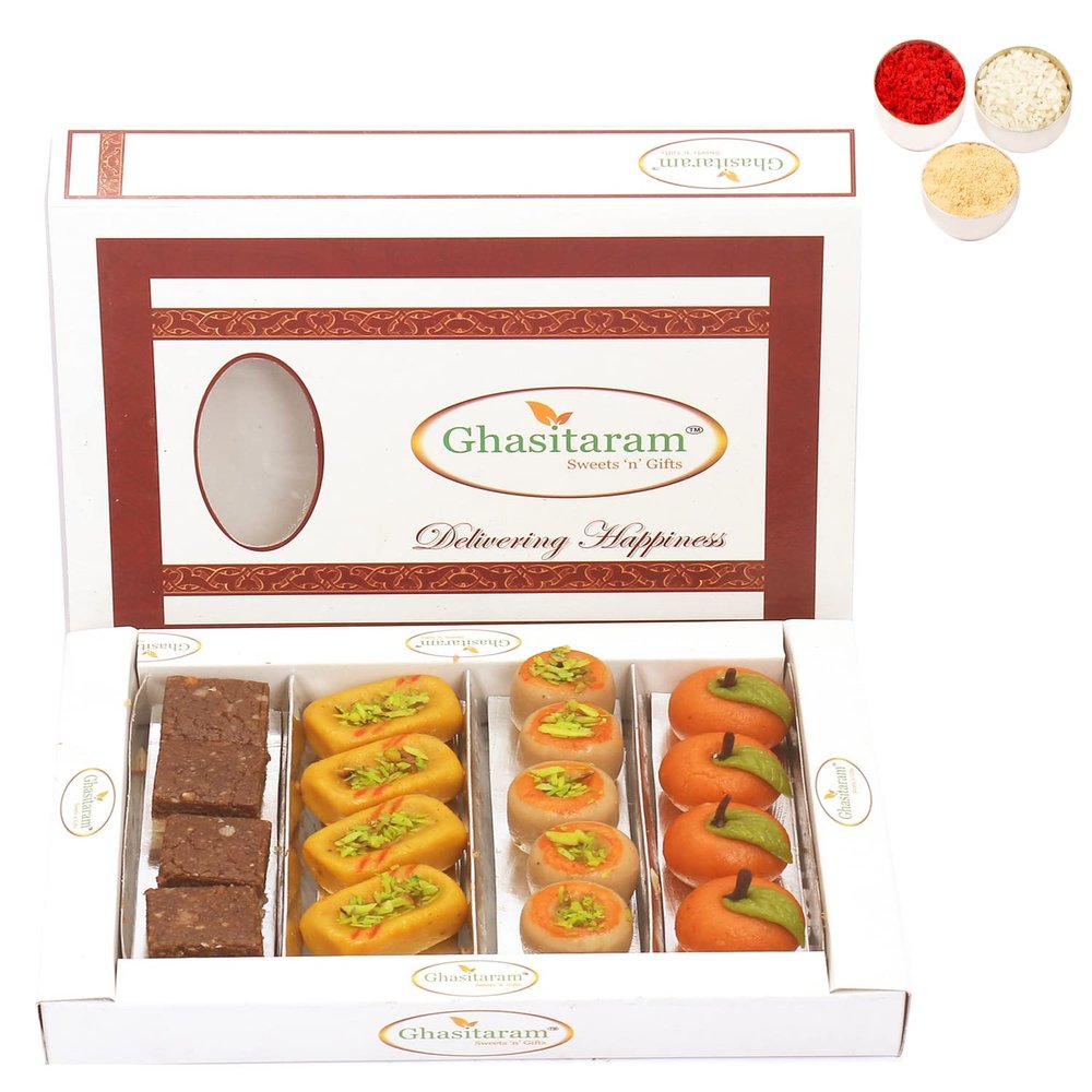 Ghasitaram Gifts Bhaidooj Gifts Sweets- Kaju Sugarfree Sweets Assorted Box (400 GMS)