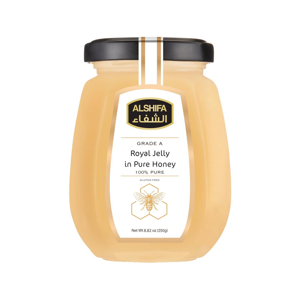 ALSHIFA Royal Jelly Pure Honey 8.81oz (250g) | Pack of 1 | Raw Organic Honey | Unique Taste Sweetener | Healthy & Rich in Nutrients | No Added Sugar | Glass Bottle