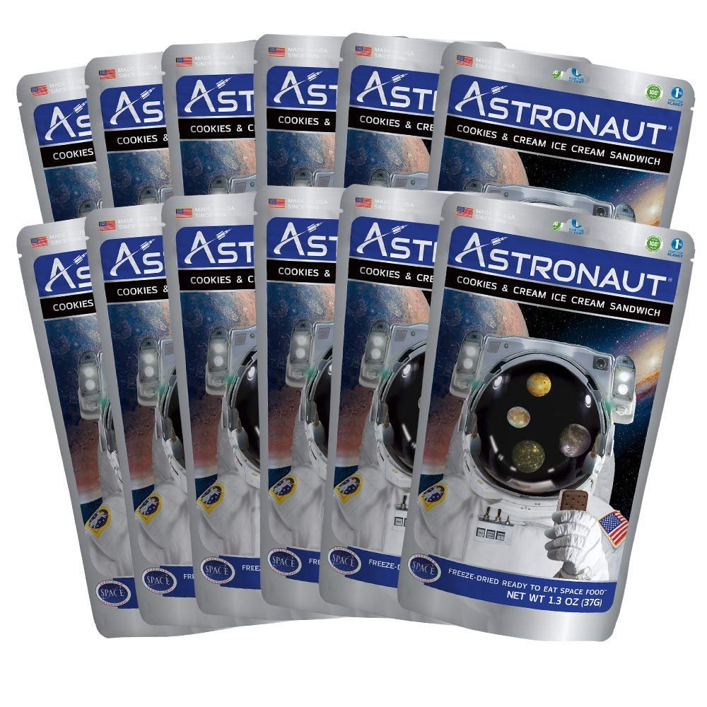 Astronaut Foods Freeze-Dried Ice Cream Sandwich, NASA Space Dessert, Cookies & Cream (12 Count)