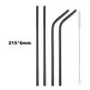 JASHII 2 Set Reusable Portable Metal Straws Stainless Steel Eco-friendly Drinking Straw with Travel Cloth Bag (4 Bent 4 Straight 2 Brush),Black view 2