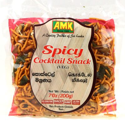 AMK Spicy Cocktail Snack 7oz (200g) - 2 packs, Vegetarian, Sri Lankan Style Spicy Party Mix.