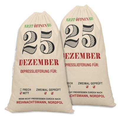 Printtoo Large Drawstring Canvas Bag Christmas Sack Bags Santa Gift Sack Custom Party Favor 2 Pcs 27x20 Inch